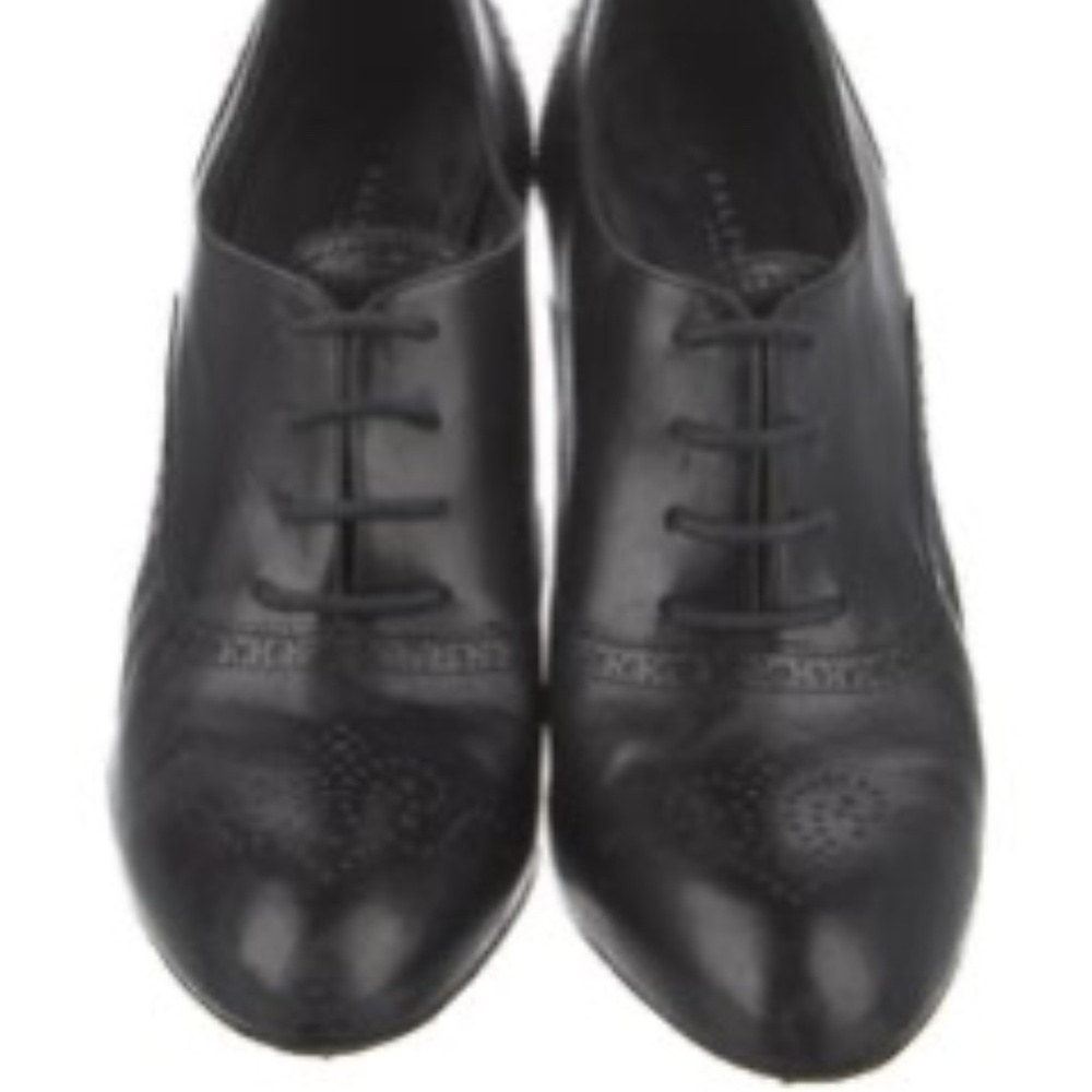 Ralph Lauren Purple Label Black Heels Oxford Booties 7 - Picture 4 of 9